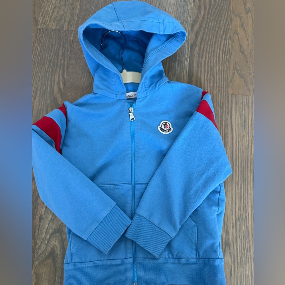 Moncler Blue Hoodie zip-up with Red Stripes - 3T